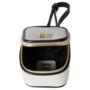 MIU MIU Аксессуар для сумки из кожи для женщин Chalk White & Black