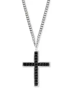 Мужское ожерелье Effy с черной шпинелевой подвеской в виде креста, 22 дюйма, из стерлингового серебра Effy Collection, silver