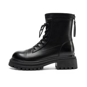 ZHR Женские короткие полусапожки на каблуке 4,5 см черные High Street Fleece-Lined CQ10AH, цвет Black [High Street Fleece-Lined - CQ10AH]