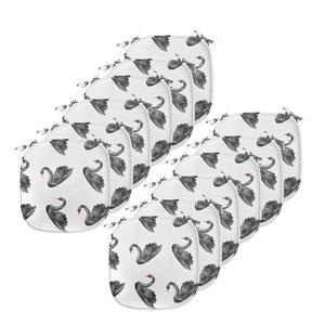 Подушки на обеденный стул ABAKUHAUS Swan, акварельные черные птицы, декоративная водонепроницаемая подушка с ремнями для кухонных сидений, 40 см x 40 см — упаковка из 12 шт., цвет кока-колы, серый, белый, красный