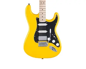 Fender Squier FSR Affinity Series Stratocaster HSS с грифом из клена, черным пикгардом, белыми пластиковыми деталями, цвет Graffiti Yellow