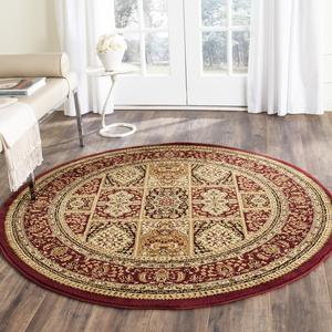 Ковер SAFAVIEH, 244 x 244 см, коллекции Lyndhurst - круглый, Multi & Red, традиционный восточный дизайн, без линьки и простой в уходе, идеален для помещений с высокой проходимостью в гостиной, спальне (LNH217B)