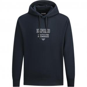 Толстовка с вышитым логотипом и шнурком EMPORIO ARMANI, темно-синий