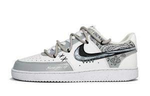 Court Vision 1 Mist Cashew Nut устойчивые к истиранию низкие скейтборд кроссовки мужские Nike, черный/серый