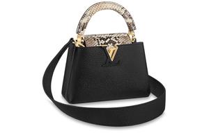 Кожаная сумка-тоут Kapusin через плечо мини женская черная с кожей питона LOUIS VUITTON