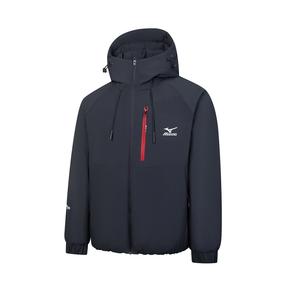 Пуховая куртка унисекс с капюшоном, утолщенные, из прочного материала Mizuno, темно-синий