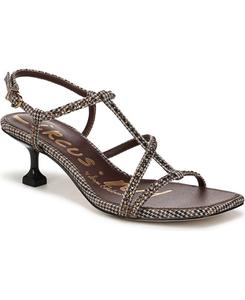 Женские сандалии Jaida Glitz Strappy Kitten Dress Sandals Circus NY by Sam Edelman, Black Natural Plaid Houndstooth Multi