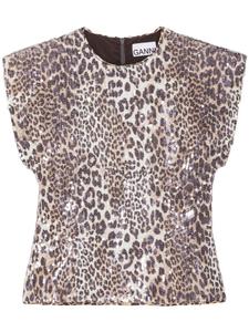 GANNI блузка с леопардовым принтом, нейтральный