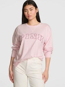 Футболка с длинным рукавом из хлопка Campus Pink, heathered pink petal woven shine