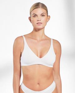 Гладкий бюстгальтер с треугольными чашками без косточек из органического хлопка с однотонным принтом Bread & Boxers, белый