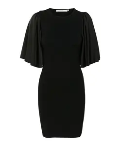 Элегантное короткое черное платье с воланами на рукавах Gestuz, черный