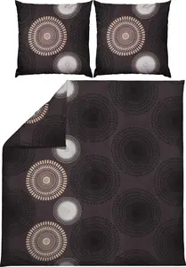 Постельное белье антрацитово-бежевый 1x 200x200 см + 2x 80x80 см REDBEST