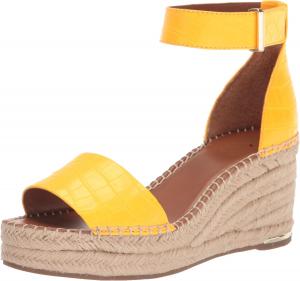 Женские сандалии на танкетке Franco Sarto Clemens из рафии, Electric Orange Crocco