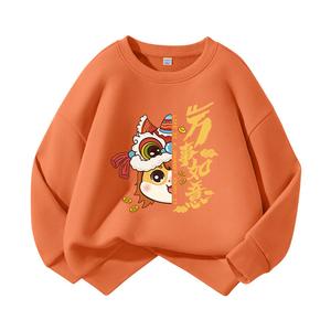 Детский свитшот с круглым вырезом Moderate WARRIOR, warm оранжевый/lion head horse