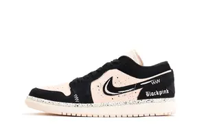 Jordan Кроссовки баскетбольные Unisex низкие Air 1 Cushioning, Wear Resistant, винтажные, черные с розовым