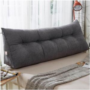 Легкая роскошная треугольная клиновидная подушка для изголовья кровати, большая двуспальная подушка для чтения, подходит для дивана-кровати, татами, спальни, эркера (цвет: светло-серый, размер: 200 см/7 дюймов). COZMAX, Light Gray