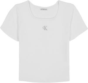 Футболка Calvin Klein Babydoll с короткими рукавами для девочек, мягкая и удобная, White Square Neck