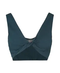 Укороченный топ из смесового шелка с v образным вырезом Cortana, синий