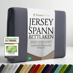 Простыня на резинке Strauss Home Jersey, 100% хлопок, 180x200-200x200 см (антрацит)