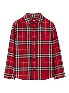 Фланелевая рубашка в клетку Burberry Kids, красный