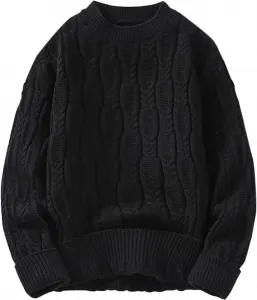 Мужской свитер с круглым вырезом и длинным рукавом, осенний, slim fit, оверсайз