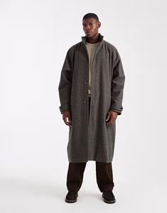 Длинное пальто в клетку из шерсти Asos Design