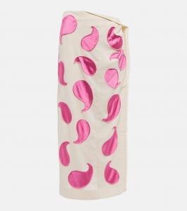 Юбка миди с аппликацией La Jupe Draggiu Jacquemus, Embroidered Pink Paisley