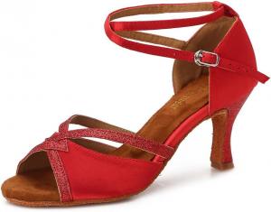 Женская обувь для бальных танцев TTdancewear Латина Сальса Бачата Выступления Блестящие танцевальные туфли, красный