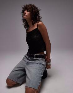 Прозрачный укороченный топ Tommy Jeans черного цвета