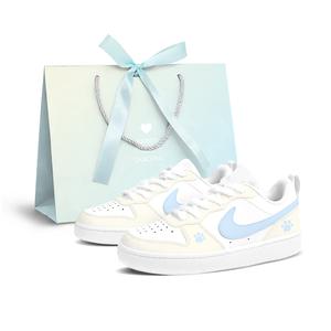 Nike Кроссовки для скейтбординга Court Borough женские, низкие, белые/желтые/синие