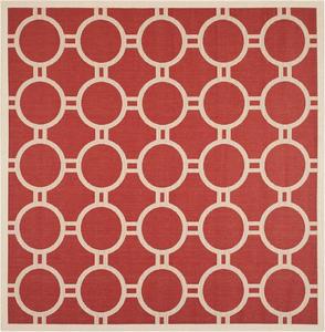 Ковер SAFAVIEH, 239 x 239 см, для улицы из коллекции Courtyard, моющийся, квадратный, цвет Red & Bone, не линяет, легко чистить, идеально для патио, заднего двора, прихожей (CY6924-248)