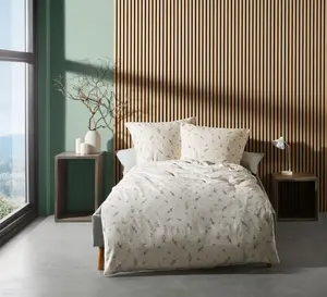 Постельное белье Aspen Flannel 135x200, ветки, ягоды, звезды, бежевый 434556-01 Fleuresse