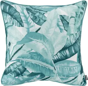 Х.ОК.К. Декоративная подушка "Амазонас", с великолепным рисунком листьев, двусторонний чехол с наполнителем, 1 шт H.O.C.K. 50х50 см, бирюзовый