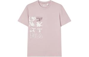 Футболка мужская светло-фиолетовая с красным FILA