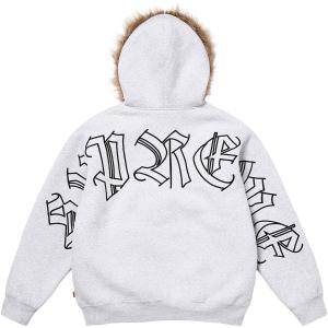 Худи на молнии из искусственного меха Supreme, серый/черный