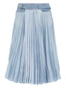 Джинсовая юбка миди со складками SACAI, синий