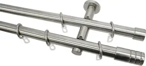 GARDINIA Карниз "комплект металлических карнизов", 2 направляющие, фиксированного размера, 2 направляющие 160 см, Ø 20 мм, цвет edelstahlfarben