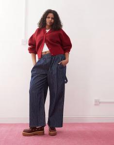 Брюки-карго COLLUSION Plus в синюю полоску с застежкой-липучкой