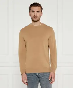 Шерстяной свитер и поцелуй Regular fit Boss, бежевый