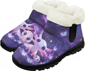 Мальчики Девочки Зимние Ботинки Теплые Слипоны Снегоступы Удобная Обувь Для Дома И На Улицу Легкие Детские Меховые Тапочки Chririnla, Galaxy Axolotl Octopus