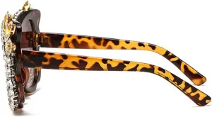 Женские солнцезащитные очки Melrose Luxury Diamond Butterfly в винтажном стиле y2k, модель 2331, Leopard