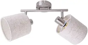 Потолочный светильник näve "Maron", 2 лампочки, лампа E14 | без лампы, 2 потолочных светильника, настенный светильник, точечный светильник, 2xE14 макс. 40 Вт, металл/текстиль Высота: 22,00 см., цвет natur