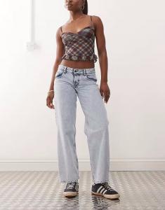 Motel - Джинсы прямого кроя светло-голубого цвета в стиле 80-х с заниженной талией