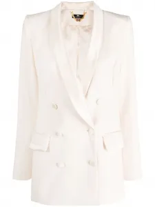 Двубортный пиджак с атласной отделкой Elisabetta Franchi, нейтральный