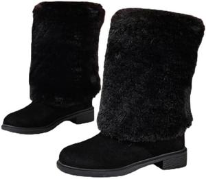 Женские однотонные зимние ботинки, модные удобные сапоги на меху, средние по голенище, доступны в 6 цветах Hhhchpm, Black