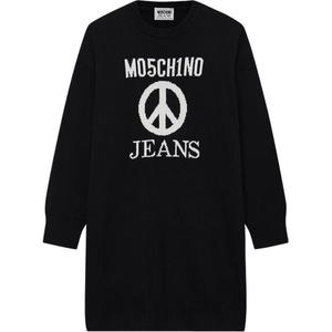 MOSCHINO Женское черное платье с длинными рукавами FW23