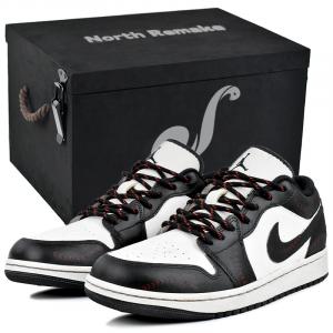 Jordan Air 1 износостойкие и легкие низкие кеды Vintage баскетбольные мужские Black White