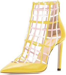 Женские ботильоны FSJ с вырезами и ремешками, заостренный носок, высокий каблук-стилет, туфли для вечеринки, размеры США 4-15, Yellow