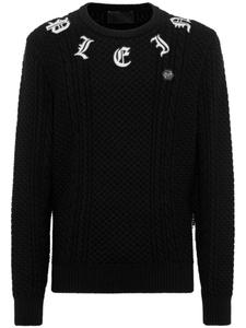 Philipp Plein кашемировый джемпер с вышитым логотипом, черный