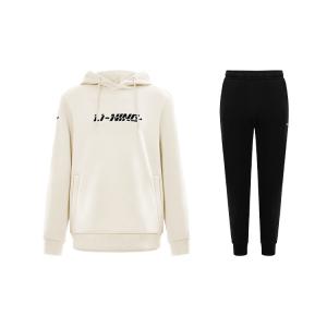 LiNing Повседневная спортивная одежда унисекс, set (milk белый top+черный bottom)